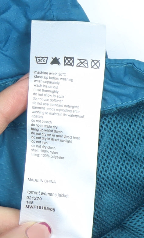 Mountain Warehouse Women’s Blue Waterproof Hooded Rain Jacket Size 16