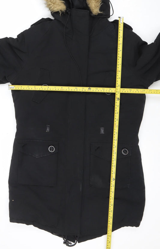 Womens UK Size 12 NutShell Black Parka Coat