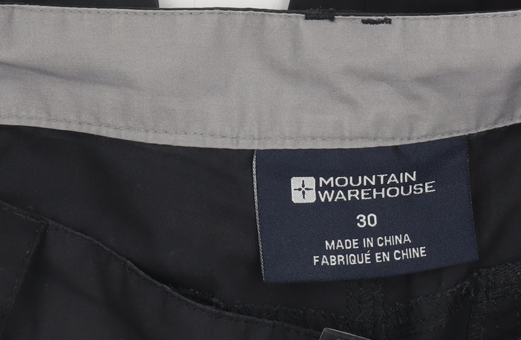Mountain Warehouse Men's Black Regular Fit Convertible Cargo Trousers Size 30