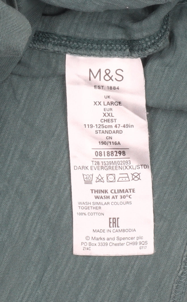 Mens UK Size 2XL Marks and Spencer Green T-Shirt