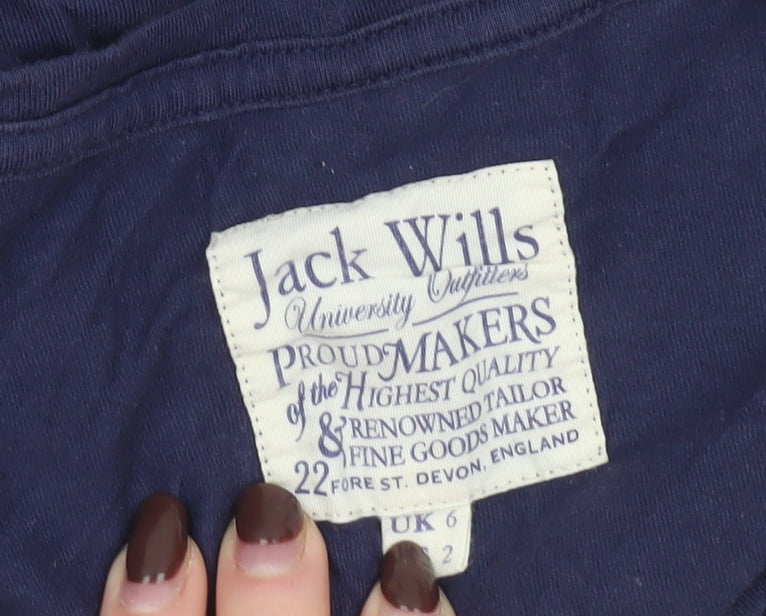 Jack Wills Women's Blue Cotton Short Sleeve Slim Fit T-Shirt UK 6