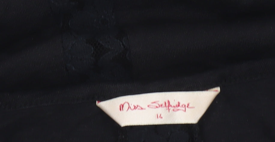Womens UK Size 14 Miss Selfridge Black Basic Blouse