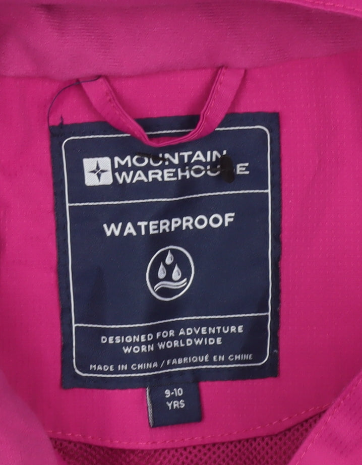 Mountain Warehouse Girls Pink Waterproof Hooded Rain Coat Jacket 9-10 Years