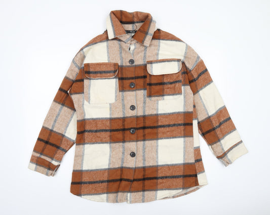 Womens UK Size S Quiz Brown Shacket