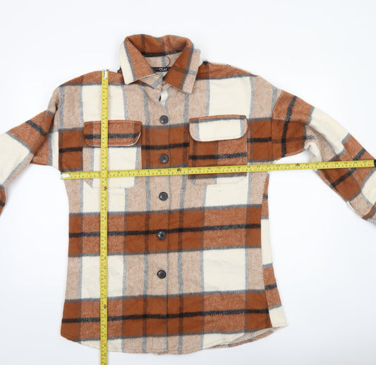 Quiz Women’s Brown Check Flannel Shacket Jacket Size S