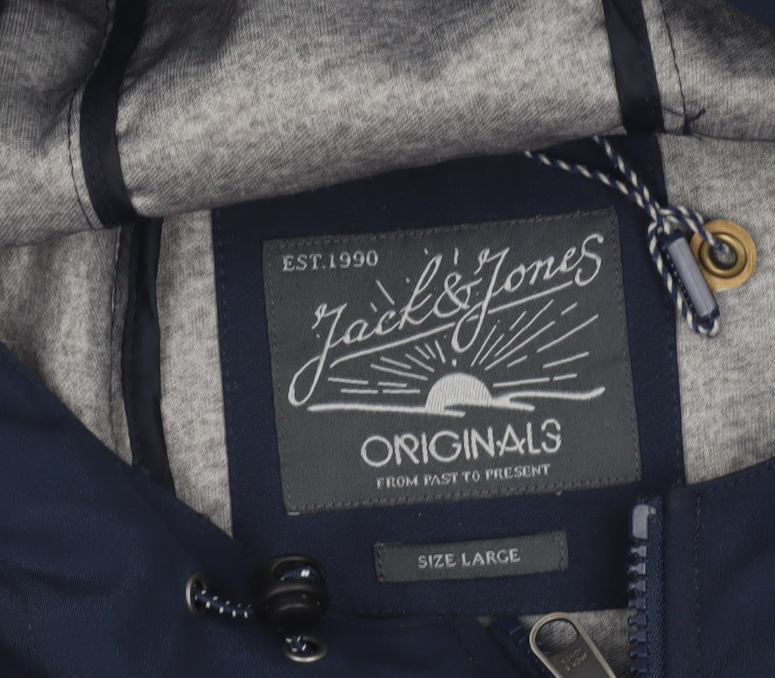 Mens UK Size L JACK & JONES Blue Windbreaker Coat