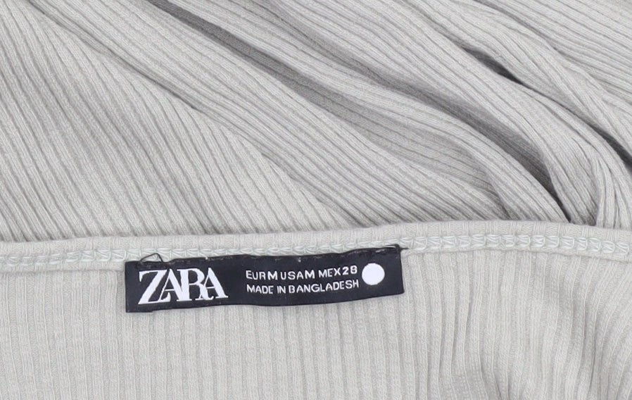 Womens UK Size M Zara Grey Cropped T-Shirt