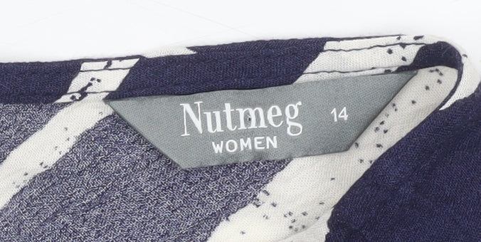 Nutmeg Women Blue Striped Viscose Sleeveless Tunic Tank Top Size 14