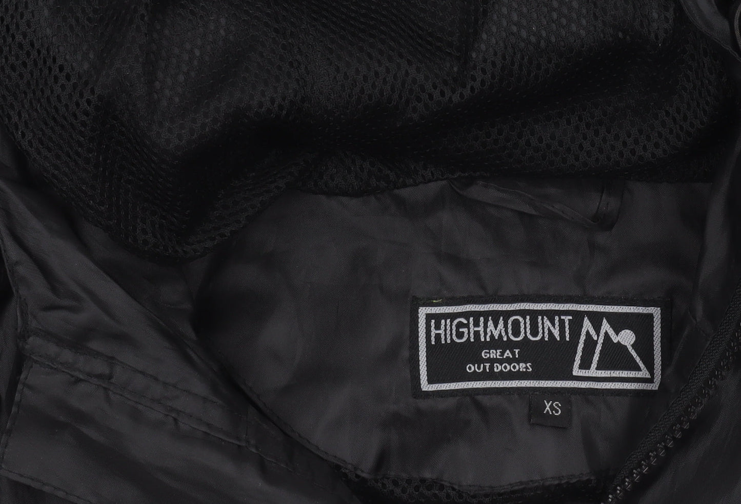 Mens UK Size XS Highmount Black Windbreaker Coat