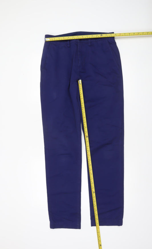 Fred Perry Men's Blue Chino Trousers Size 30 Regular 100% Cotton