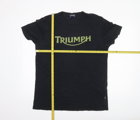 Triumph Men's Black Cotton Graphic T-Shirt - Size L