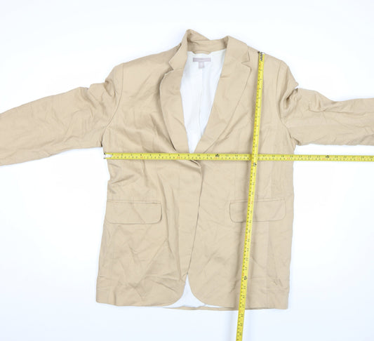 H&M Women’s Beige Linen Blend Blazer Jacket Size S Regular Fit
