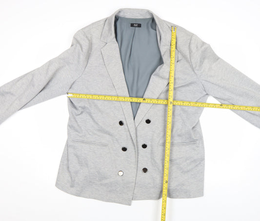 F&F Women’s Grey Double-Breasted Blazer Jacket Size 20 Regular Fit