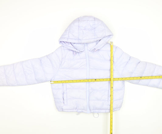Primark Women’s Purple Hooded Cropped Puffer Jacket Size M