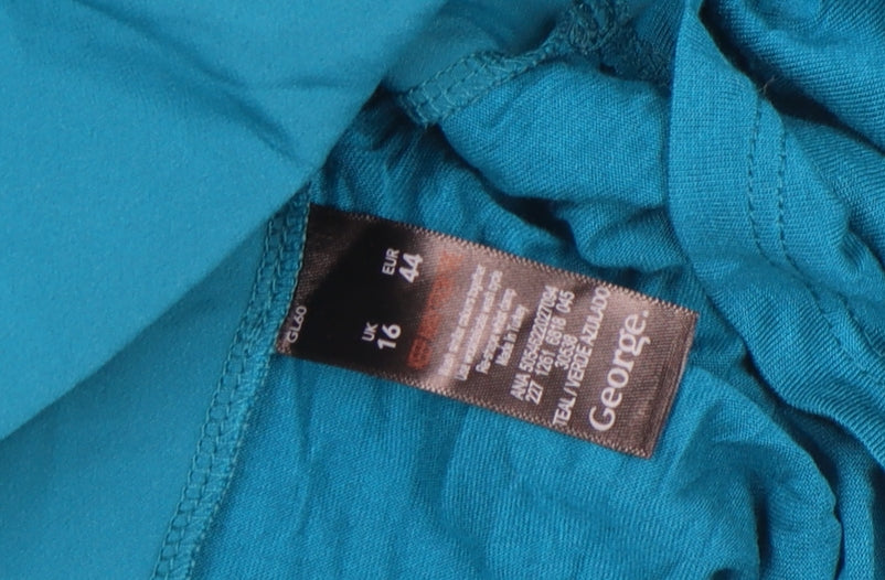 George Womens Blue V-Neck Short Sleeve Jersey T-Shirt Size 16