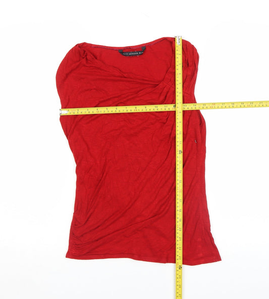 Betty Jackson Black Women’s Red Viscose Sleeveless Pleated Blouse Size 12