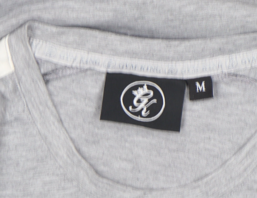 SikSilk Men's Grey Slim Fit Short Sleeve Crew Neck T-Shirt M