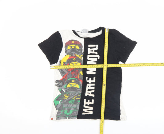 Tu Boys LEGO Ninjago Black White T-Shirt 5-6 Years Short Sleeve Cotton