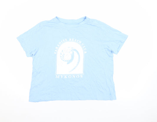 Womens UK Size L Primark Blue Basic T-Shirt