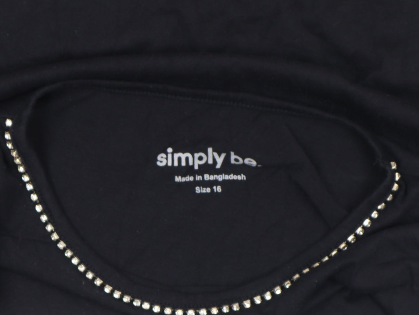 Womens UK Size 16 Simply Be Black Basic T-Shirt
