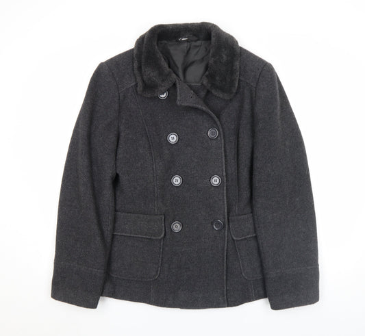 Womens UK Size 14 BHS Grey Pea Coat