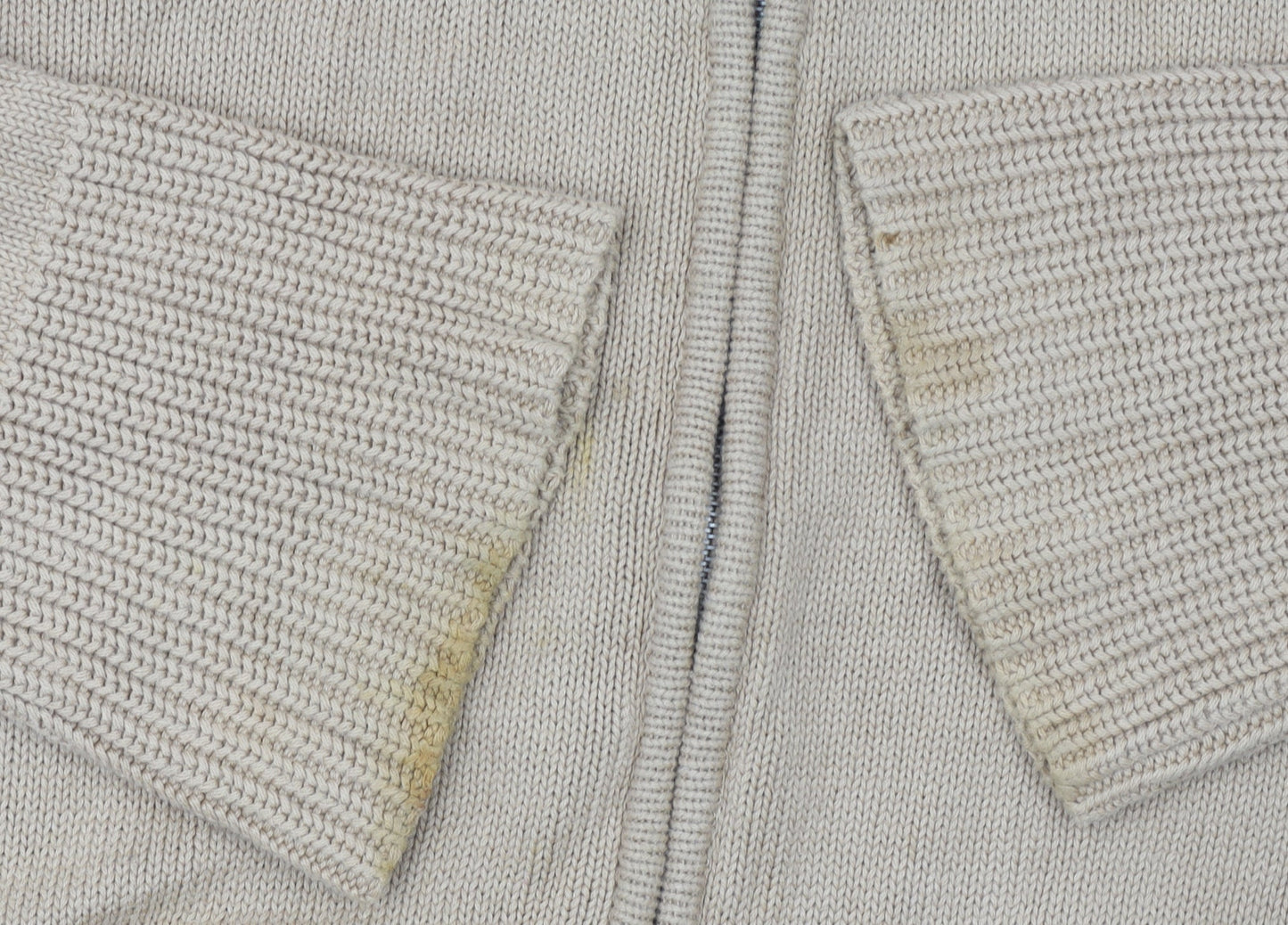 B·B Men’s Beige Cotton Full Zip High Neck Jumper 2XL