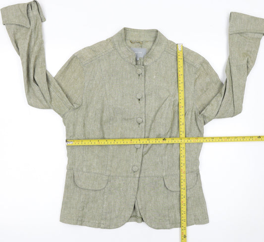 Marks and Spencer Per Una Women's Green Linen Blend Tailored Blazer Size 12