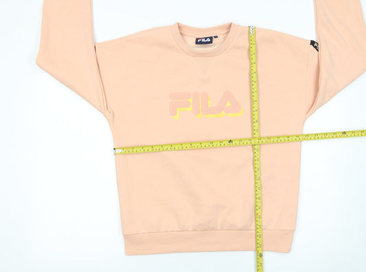 Fila Womens Peach Logo Sweatshirt Size S Crew Neck Pullover