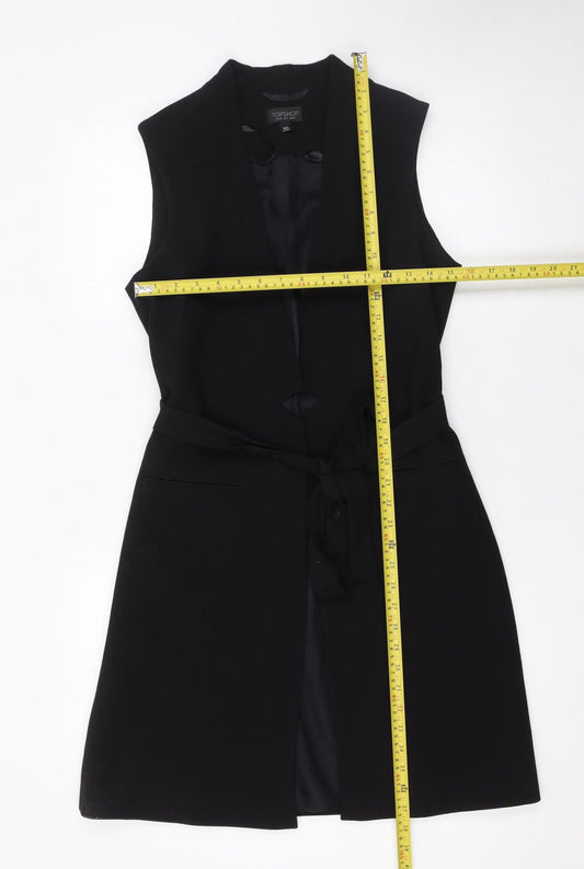Topshop Women's Black Sleeveless Belted Suit Waistcoat UK 10 Classic Fit