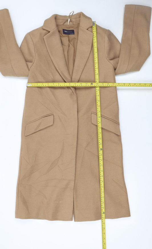 Marks and Spencer Women Beige Long Coat Size 6 Classic Overcoat