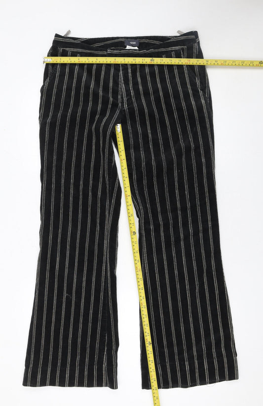 Mexx Women’s Black Striped Corduroy Trousers Size 16 Straight Leg