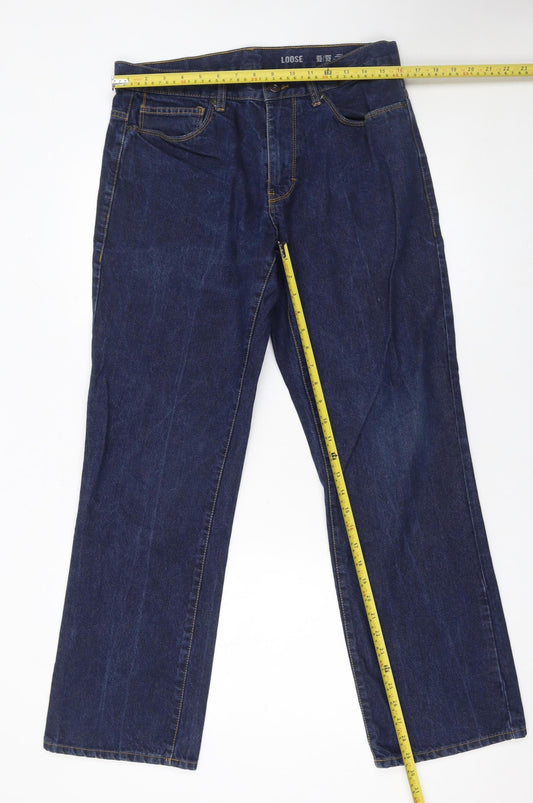 F&F Men's Blue Straight Leg Jeans 32W 32L Denim Relaxed Fit