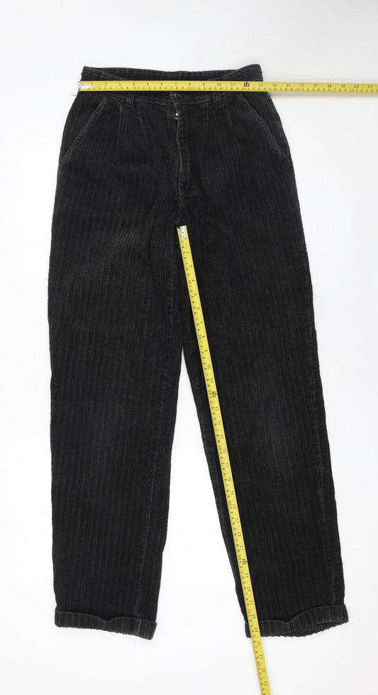 NICO Men’s Black Corduroy Trousers 28R Regular Fit Straight Leg