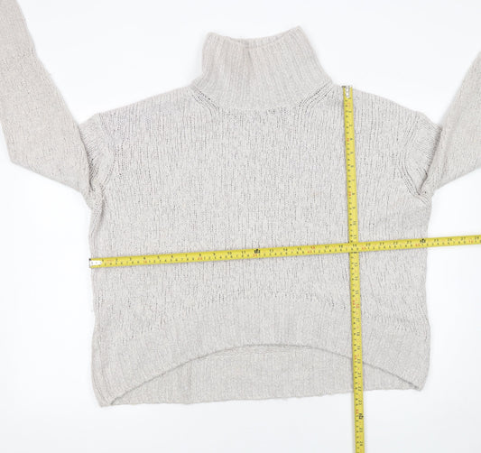 H&M Women Grey Roll Neck Acrylic Wool Alpaca Jumper Size S