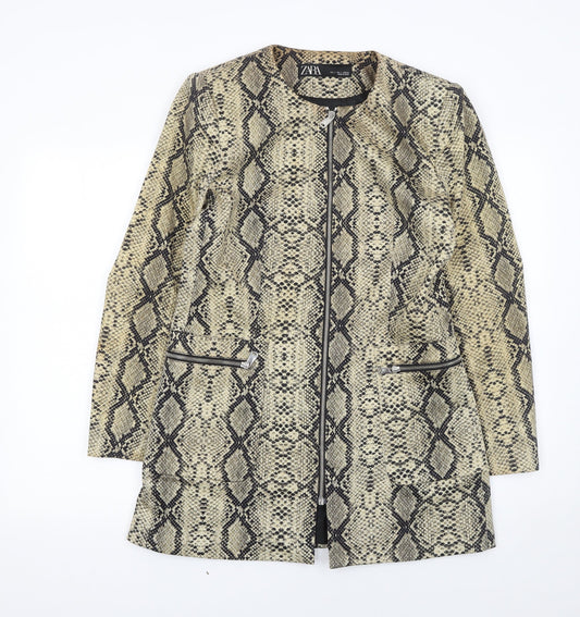 Womens UK Size 16 Zara Beige Overcoat
