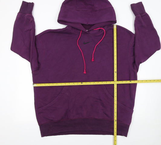 Nike Womens Purple Pullover Hoodie Size L Cotton Blend Logo Casual