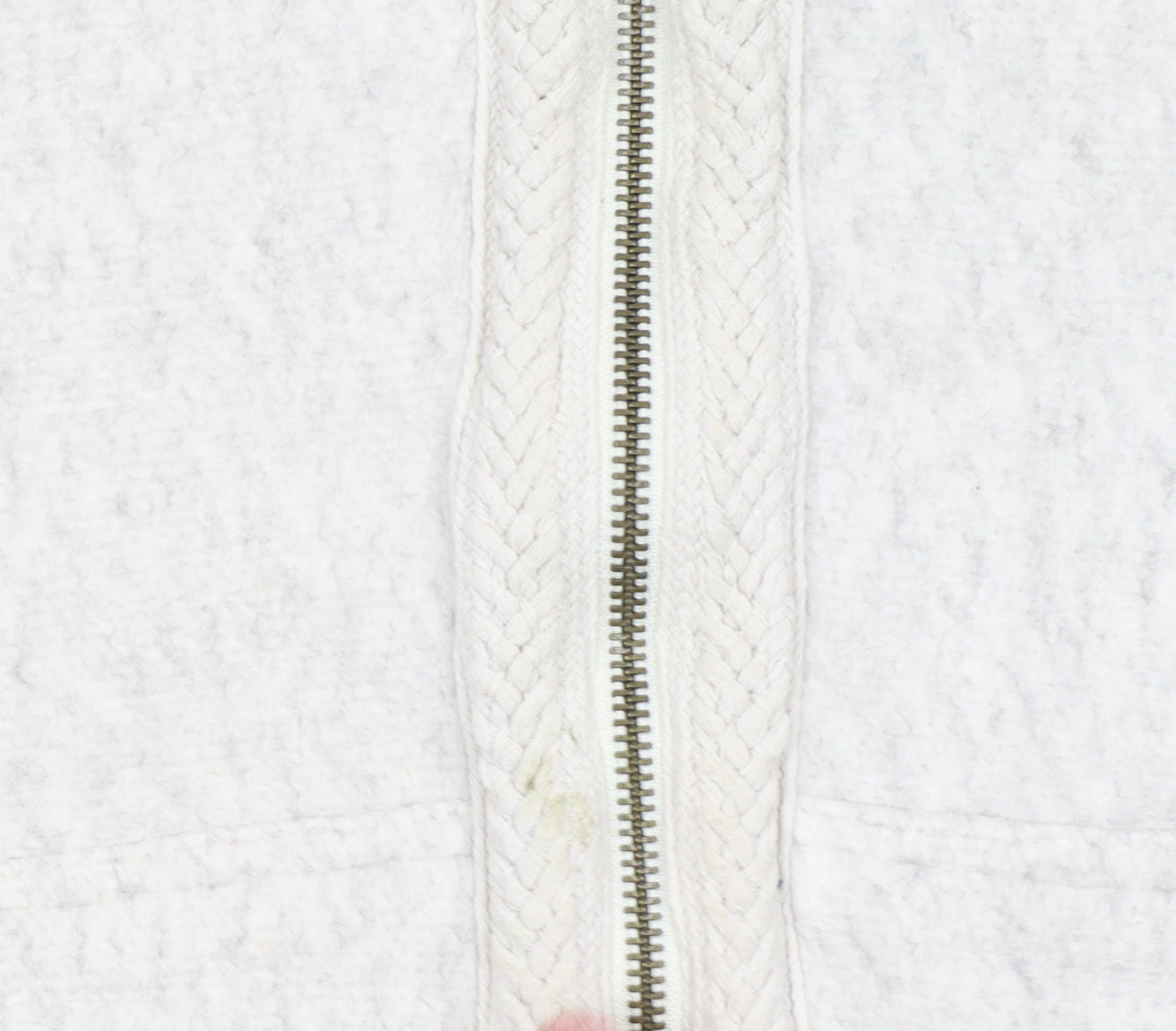 Fat Face Women Ivory Cotton Full Zip Hooded Jumper Size 10