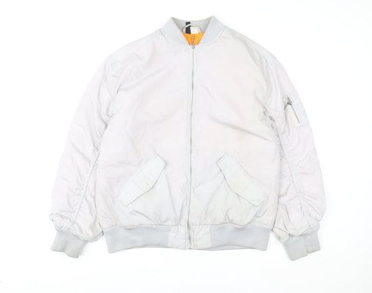 Womens UK Size 2XS H&M Grey Bomber Jacket