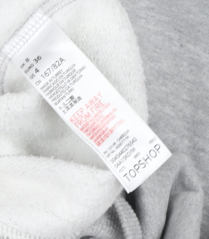 Womens UK Size 8 Topshop Grey Pullover Hoodie