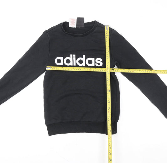 Adidas Boys Black Logo Pullover Sweatshirt 11-12 Years Regular Fit