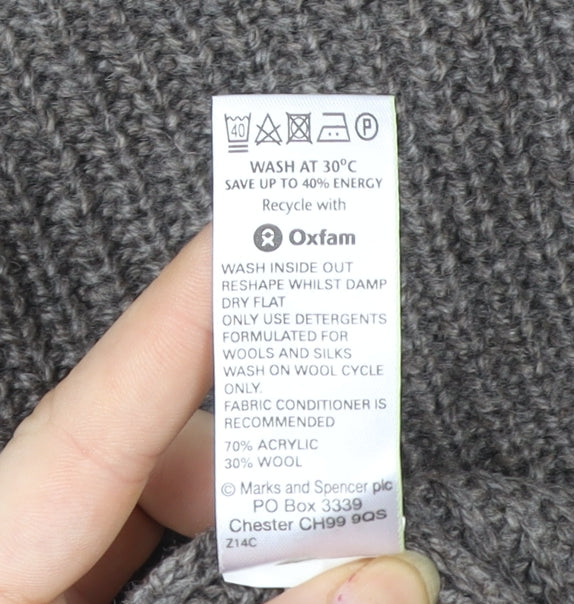 Marks and Spencer Women Brown Size 10 Wool Knit Long Sleeve Jumper Dress