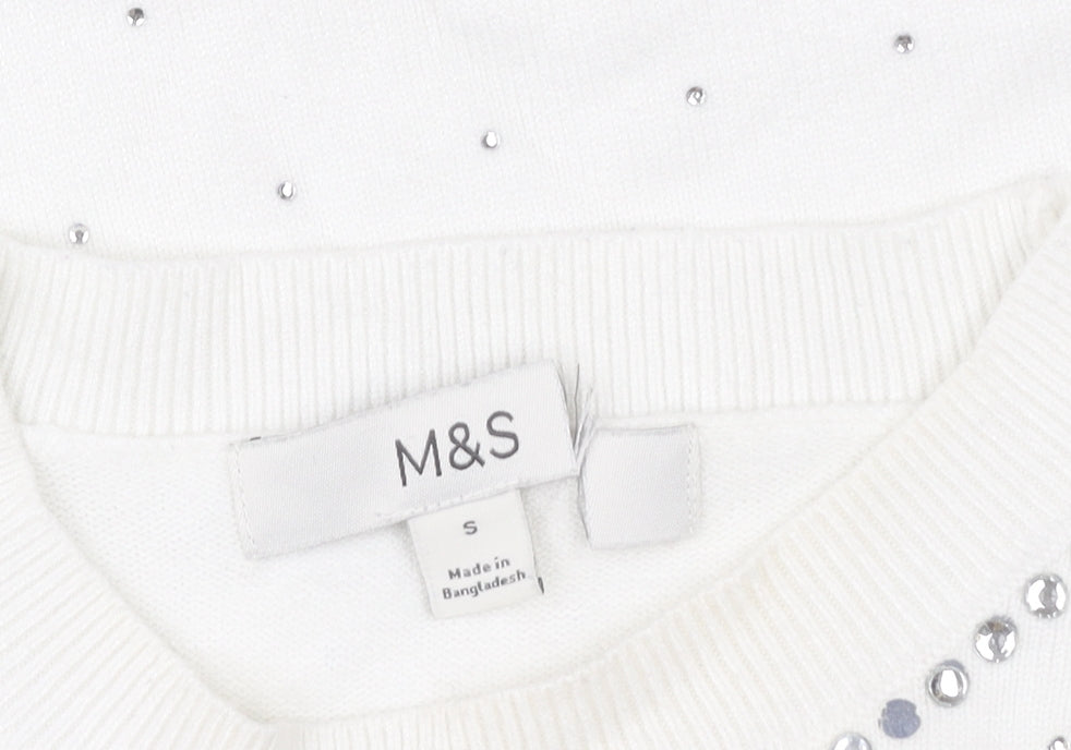 Womens UK Size S Marks and Spencer White Pullover Sweatshirt