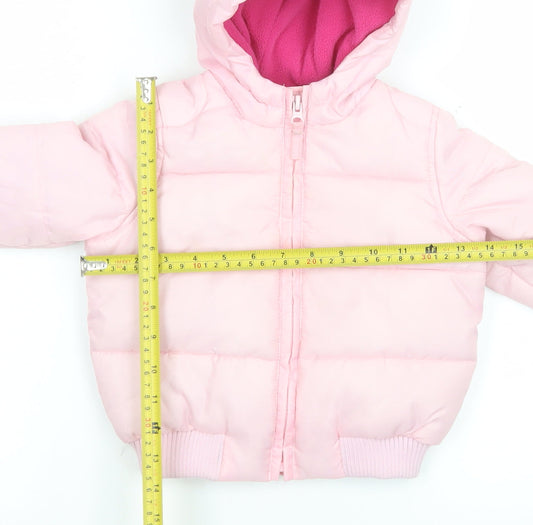 Cherokee Girls Pink Hooded Puffer Jacket 9-12 Months Winter Coat