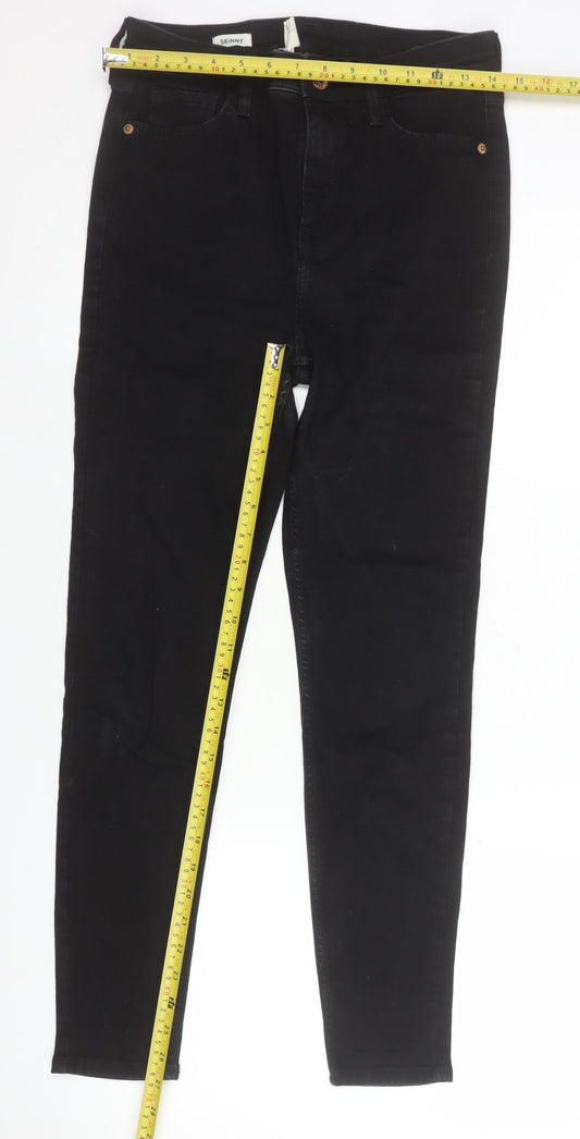 River Island Womens Black Skinny Jeans Size 12 Stretch Denim