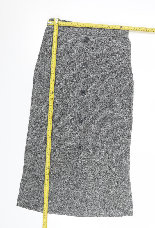 Marks and Spencer Women Grey Size 12 Knit Pencil Midi Skirt