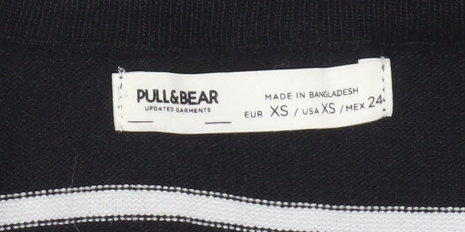 Womens UK Size XS Pull&Bear Black Cropped T-Shirt