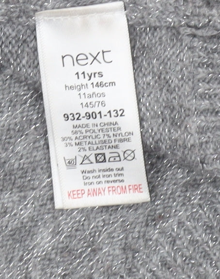 Next Girls Grey Unicorn Sequin Pullover Jumper 11 Years Acrylic Blend