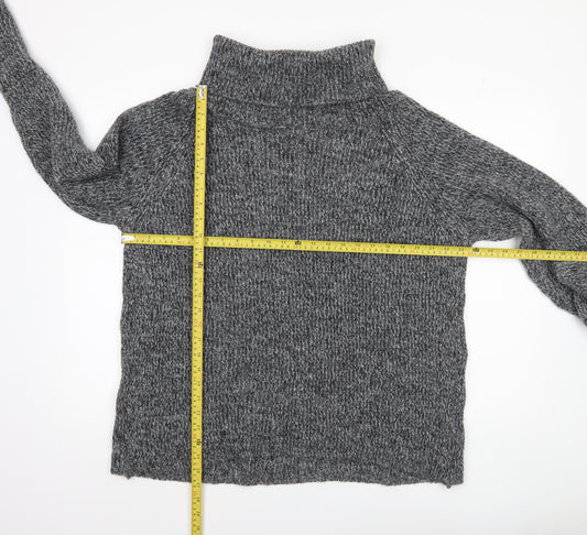 Light Before Dark Women's Grey Roll Neck Chunky Knit Jumper Size M