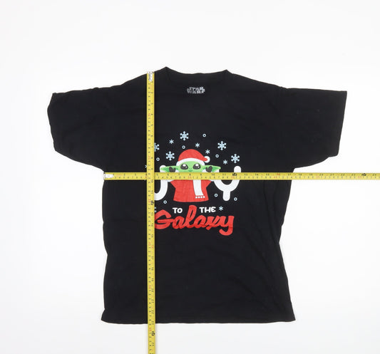 Star Wars Boys Black XL Christmas Baby Yoda Graphic T-Shirt