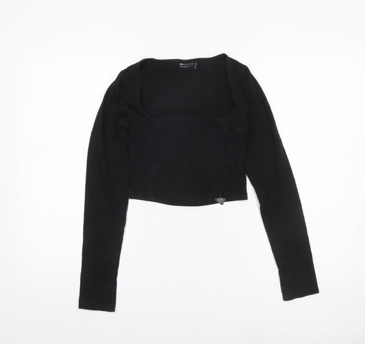 Additional front view of ASOS DESIGN Women’s Black Cropped Long Sleeve Blouse UK 8